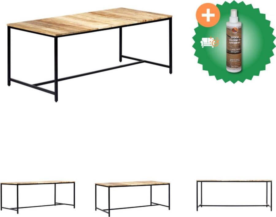 VidaXL Eettafel Massief Ruw Mangohout 180 x 90 x 75 cm Industriële Stijl Tafel Inclusief Houtreiniger en verfrisser