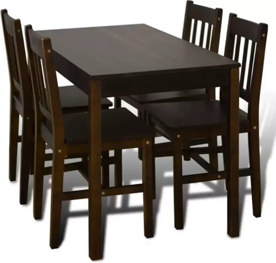 Vida XL Eettafel met 4 stoelen hout bruin SKU: V241221 - Foto 2