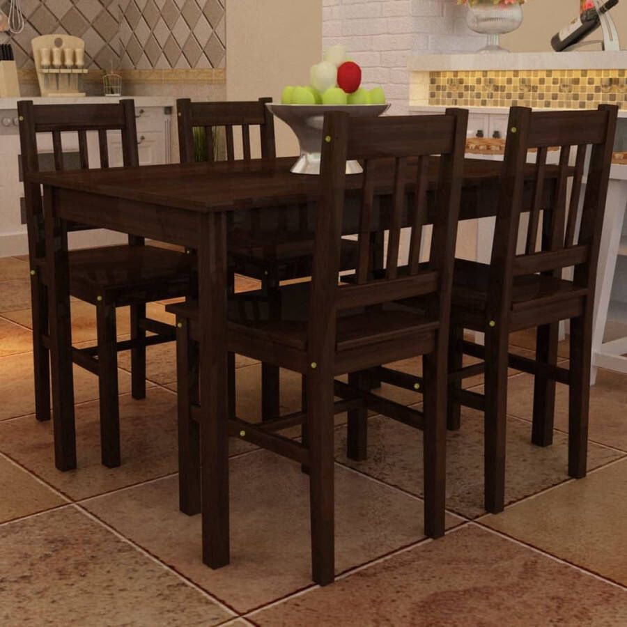 Vida XL Eettafel met 4 stoelen hout bruin SKU: V241221 - Foto 1