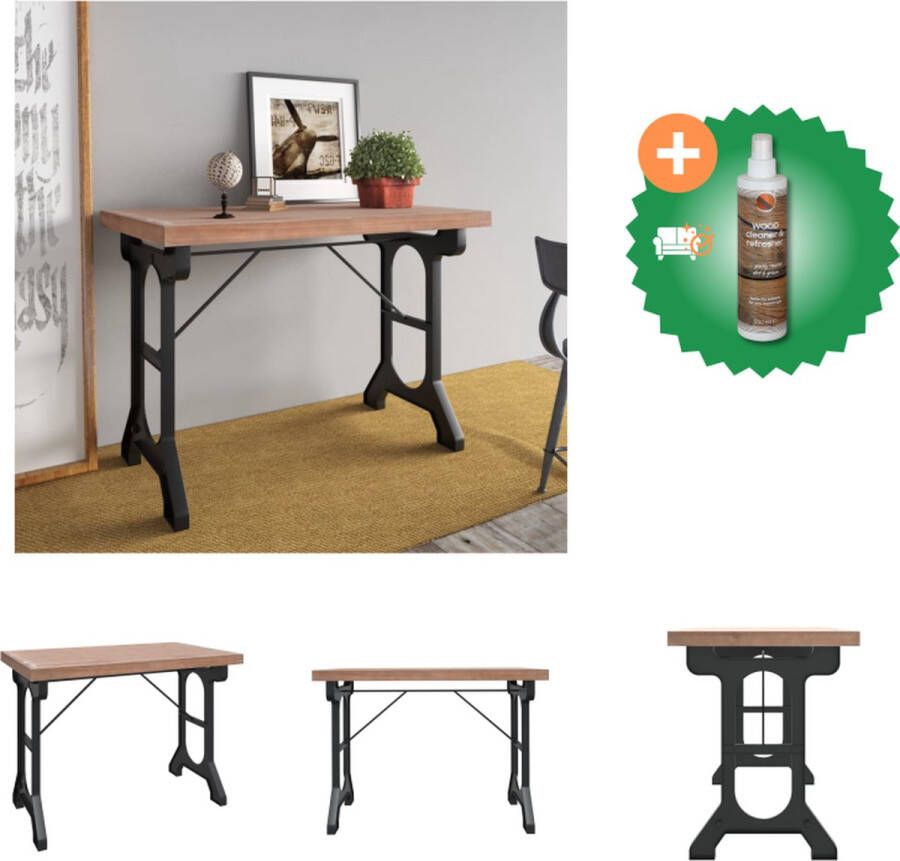 VidaXL Eettafel 110x65x82 cm massief vurenhout en ijzer Tafel Inclusief Houtreiniger en verfrisser