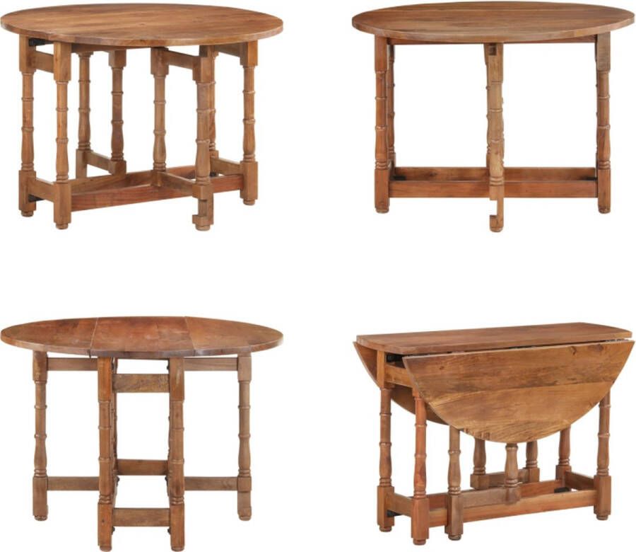 VidaXL Eettafel rond 110x76 cm massief mangohout Eettafel Eettafels Houten Eettafel Houten Eettafels - Foto 3