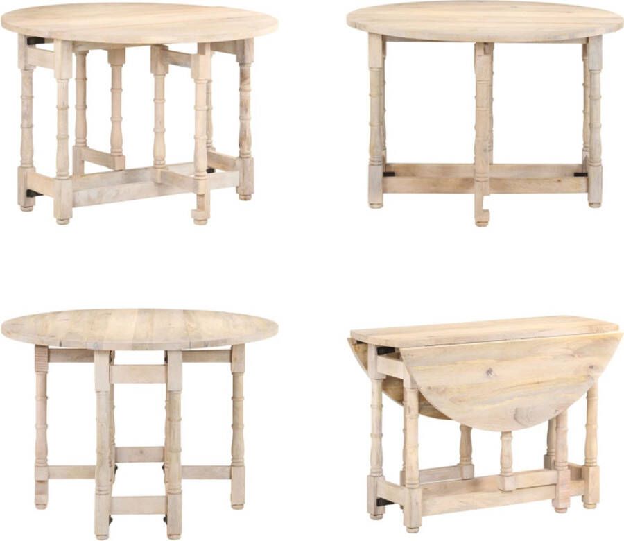 VidaXL Eettafel rond 110x76 cm massief mangohout Eettafel Eettafels Houten Eettafel Houten Eettafels - Foto 2