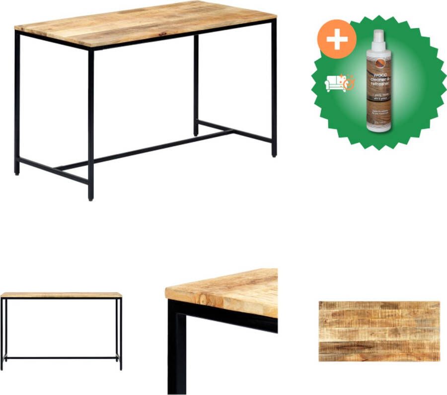 VidaXL Eettafel Rough Mango Wood 120 x 60 x 75 cm Industriële stijl Tafel Inclusief Houtreiniger en verfrisser
