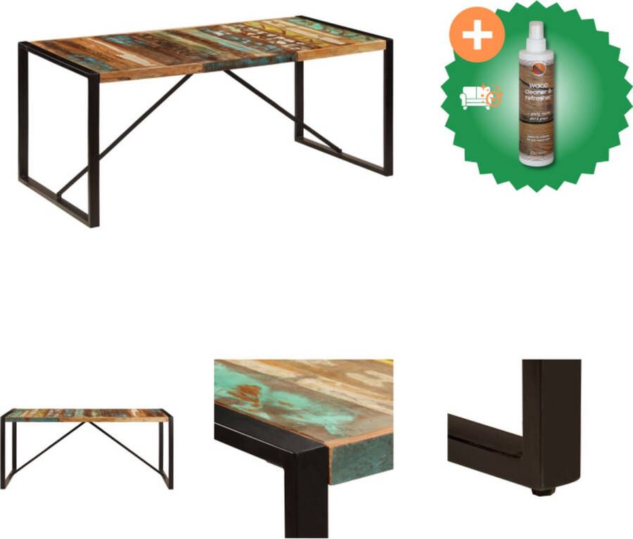 VidaXL Eettafel Rustieke Stijl Gerecycled Hout 180x90x75 cm Tafel Inclusief Houtreiniger en verfrisser