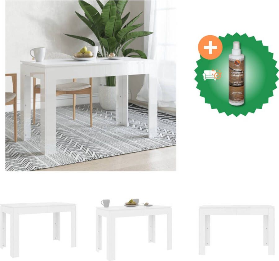 VidaXL Eettafel 120x60x76 cm spaanplaat hoogglans wit Tafel Inclusief Houtreiniger en verfrisser