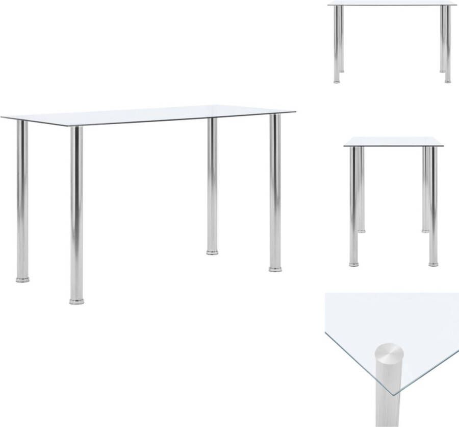 VidaXL Eettafel Eettafels Eetkamertafel Eetkamertafels Eettafel 120x60x75 cm gehard glas transparant
