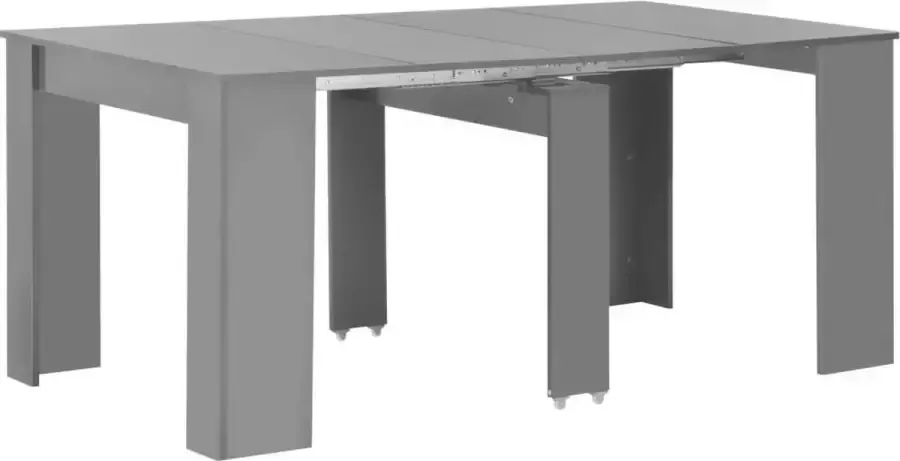 VidaXL -Eettafel-verlengbaar-175x90x75-cm-hoogglans-grijs