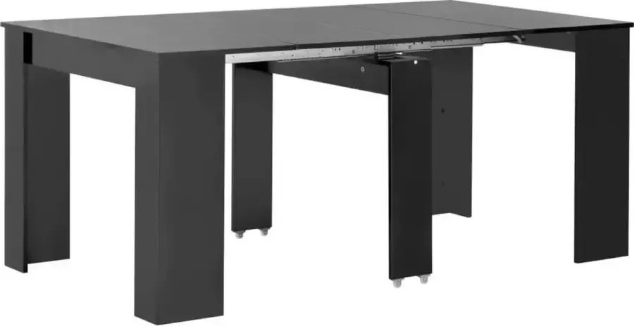 VIDAXL Eettafel verlengbaar 175x90x75 cm hoogglans zwart