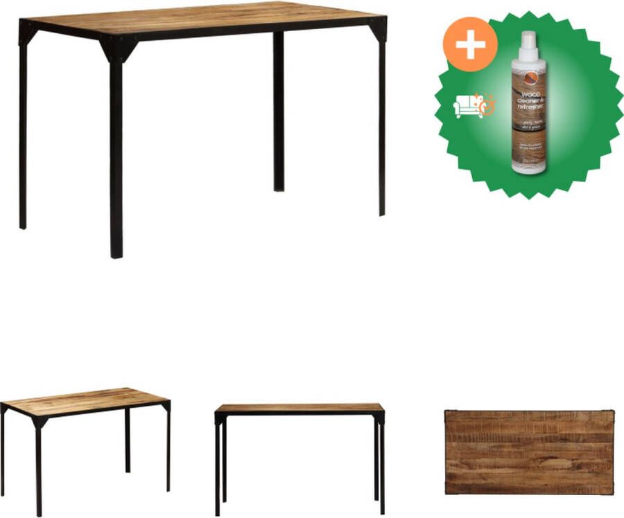VidaXL Eettafel Vintage Industrieel 120x60x76 cm Mangohout en Staal Tafel Inclusief Houtreiniger en verfrisser