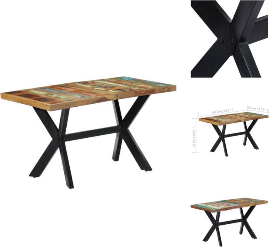 VidaXL Eettafel Eettafels Eetkamertafel Eetkamertafels Eettafel 140x70x75 cm massief gerecycled hout