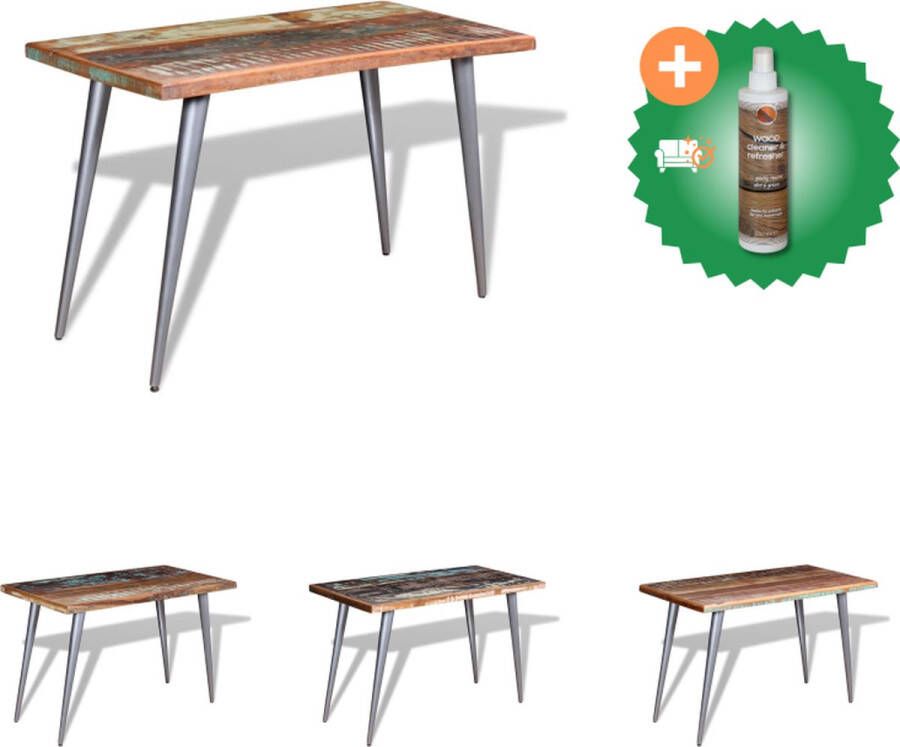 VidaXL Eettafel Vintage Stijl Houten Tafelblad Meerkleurig 120 x 60 x 76 cm Tafel Inclusief Houtreiniger en verfrisser - Foto 2