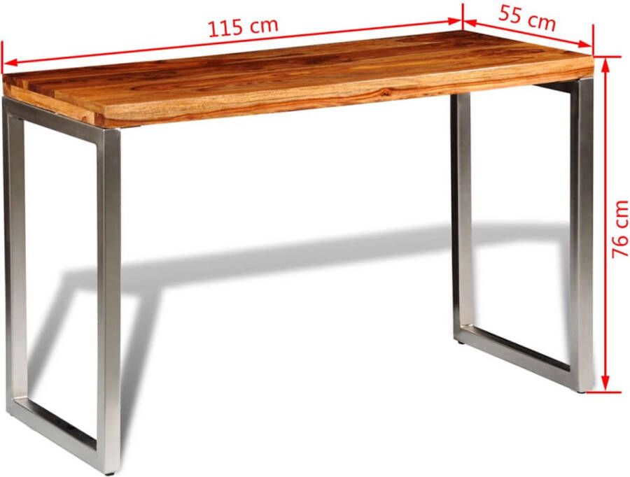 VidaXL Eettafel bureau met stalen poten massief sheesham hout