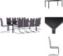 VidaXL Eettafelset Zwart Gehard Glas en Metaal 180 x 90 x 75 cm Inclusief 10 Eetkamerstoelen Set tafel en stoelen - Thumbnail 2