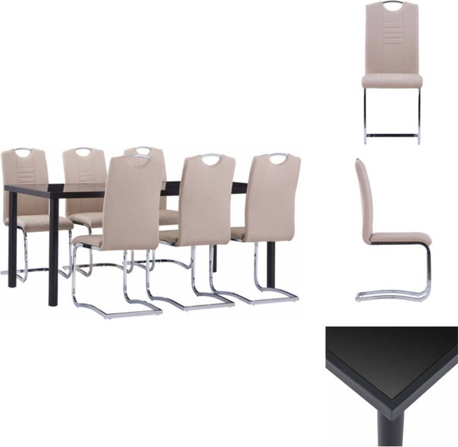 VidaXL Eetset Eetsets Eettafel En Stoel Eettafels En Stoelen 7-delige Eethoek kunstleer cappuccino