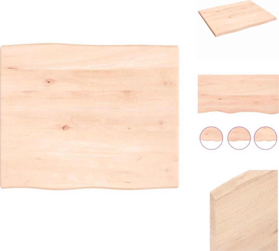 VidaXL Tafelblad Tafelbladen Plank Houten Tafelblad natuurlijke rand 60x50x2 cm massief eikenhout
