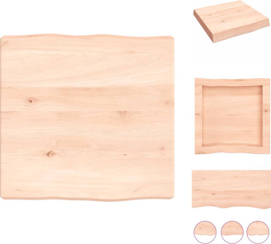 VidaXL Tafelblad Tafelbladen Plank Houten Tafelblad natuurlijke rand 40x40x(2-6) cm massief eikenhout - Foto 2
