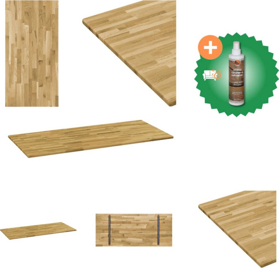 VidaXL Eikenhouten Tafelblad 120 x 60 cm Natuurlijke houtkleur Tafelonderdeel Inclusief Houtreiniger en verfrisser
