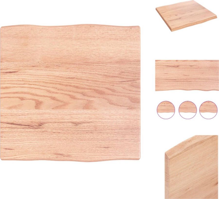 VidaXL Tafelblad Tafelbladen Plank Houten Tafelblad natuurlijke rand 40x40x2 cm eikenhout lichtbruin