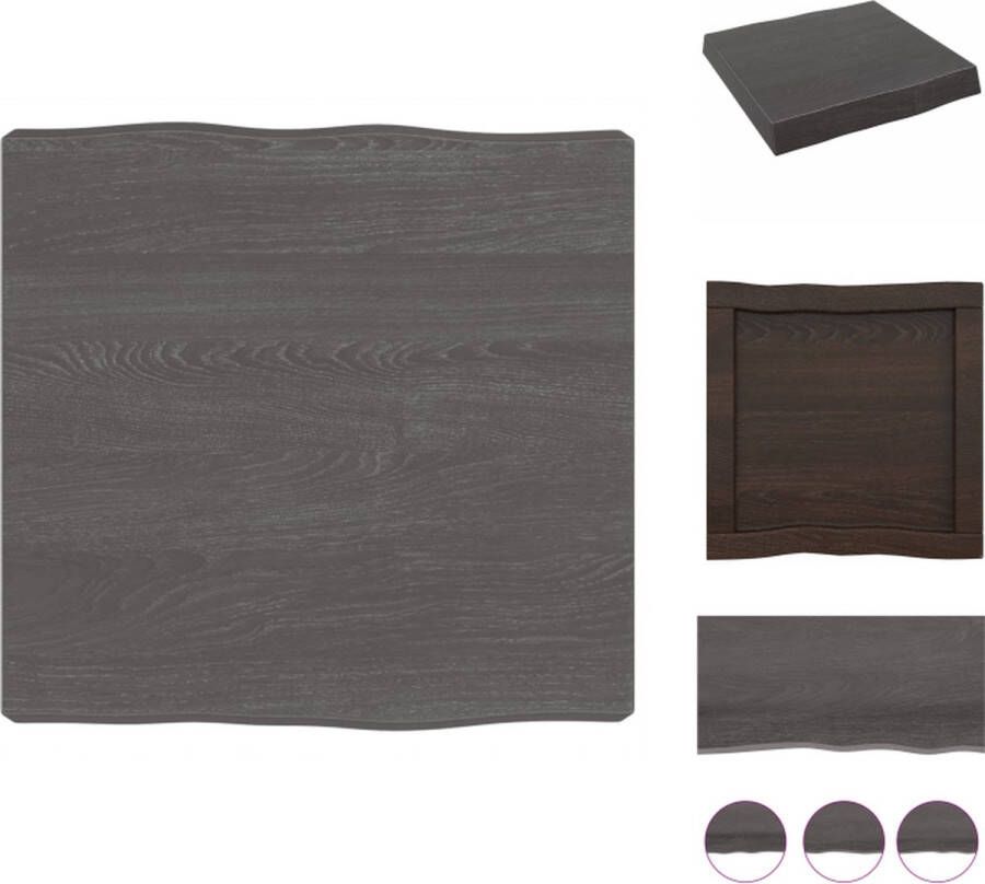 The Living Store Tafelblad natuurlijke rand 40x40x(2-6)cm eikenhout donkerbruin Eikenhouten Tafelblad Vervangen Oak Wood Tabletop Vintage Tafelblad Industriele Tafelblad - Foto 2