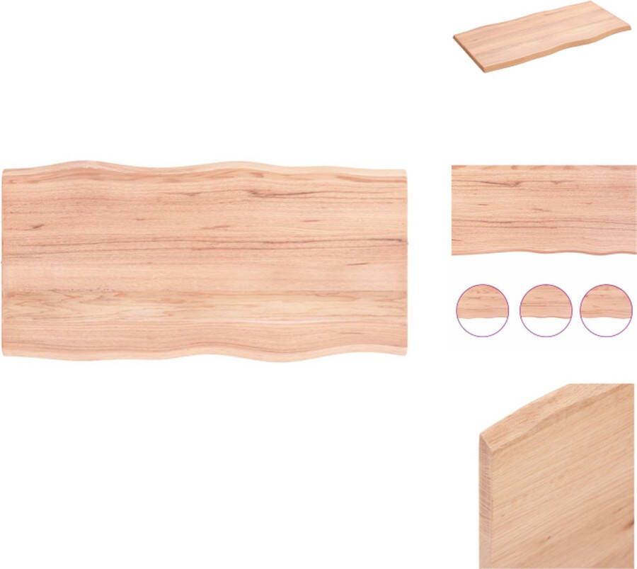 VidaXL Tafelblad Tafelbladen Plank Houten Tafelblad natuurlijke rand 80x40x2 cm eikenhout lichtbruin - Foto 2
