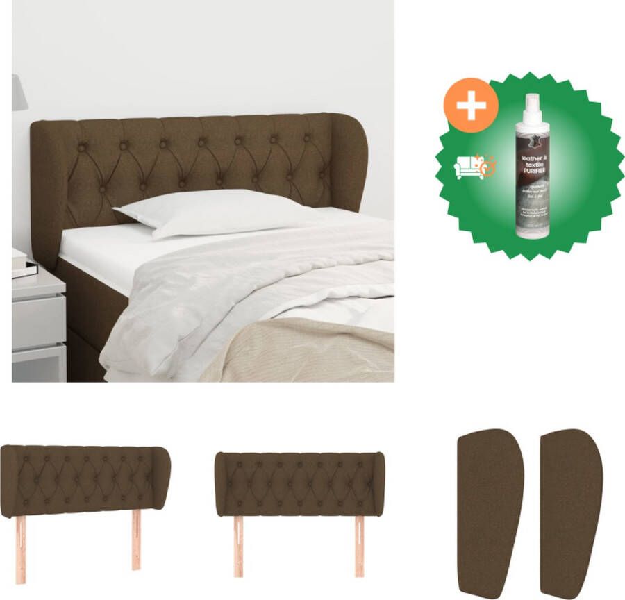 VidaXL Elegant Donkerbruin Hoofdbord 103 x 23 cm Duurzaam en verstelbaar Comfortabele rugondersteuning Geen bedframe of matras Montagehandleiding 100% polyester Massief larikshout Bedonderdeel Inclusief Reiniger