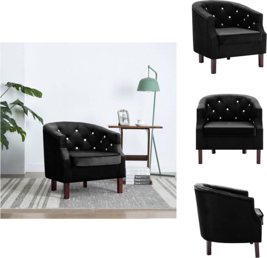 VidaXL Elegante fauteuil Fluwelen bekleding 65 x 64 x 65 cm zwart Fauteuil