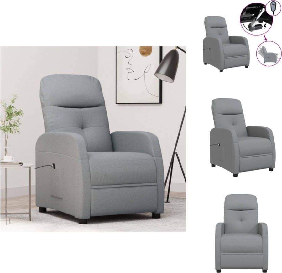 VidaXL Elektrisch Verstelbare Fauteuil Stof 65x97x100 cm Lichtgrijs Fauteuil