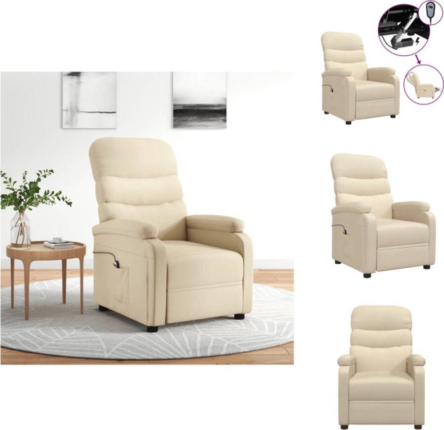 vidaXL Elektrisch Verstelbare Fauteuil Stof 71 x 95 x 99.5 cm Crème Fauteuil