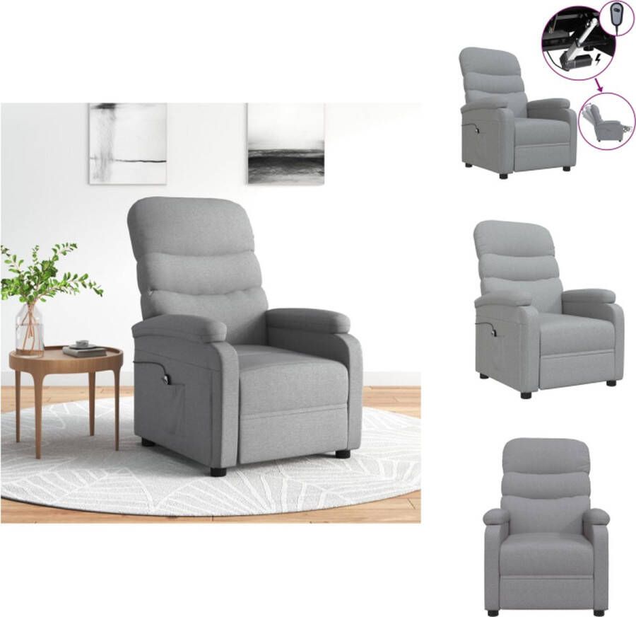 VidaXL Elektrisch Verstelbare Fauteuil Stof 71 x 95 x 99.5 cm Lichtgrijs Fauteuil