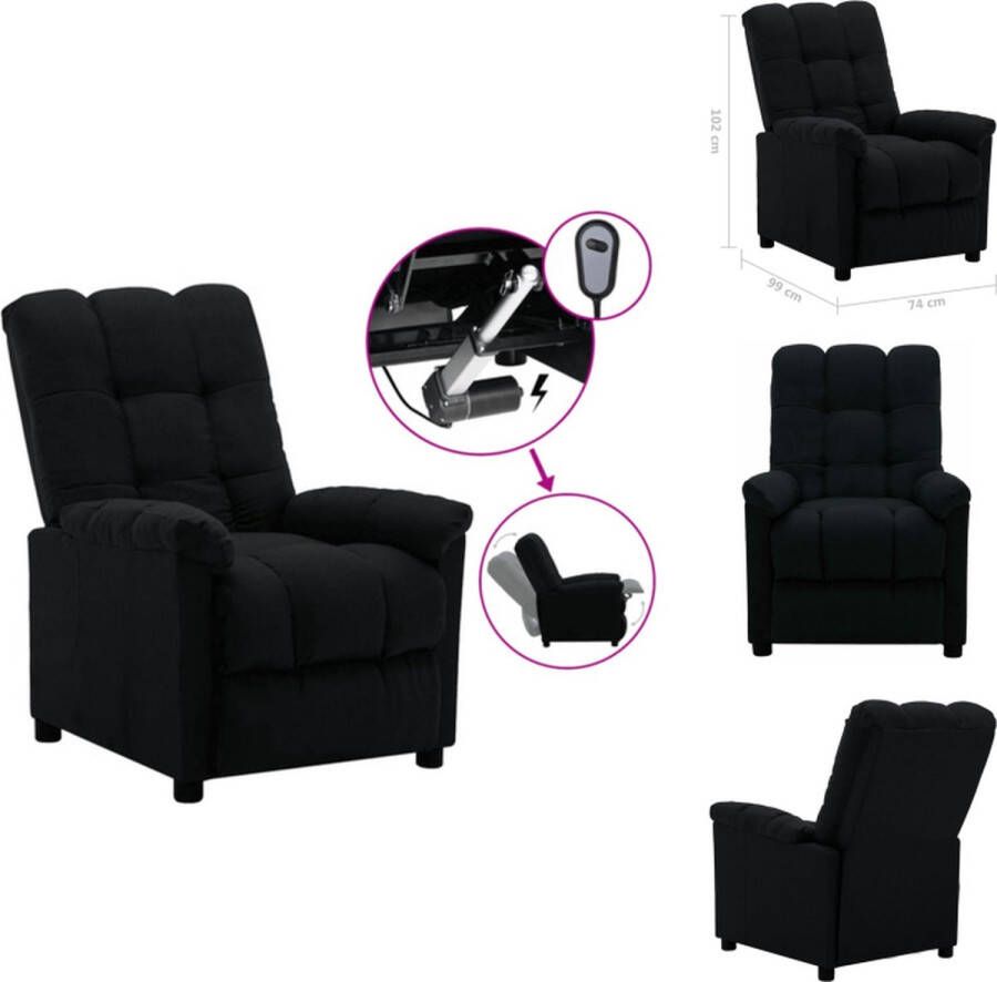VidaXL Elektrisch verstelbare fauteuil TV stoel 74x99x102cm Zwart stof 100% polyester Fauteuil