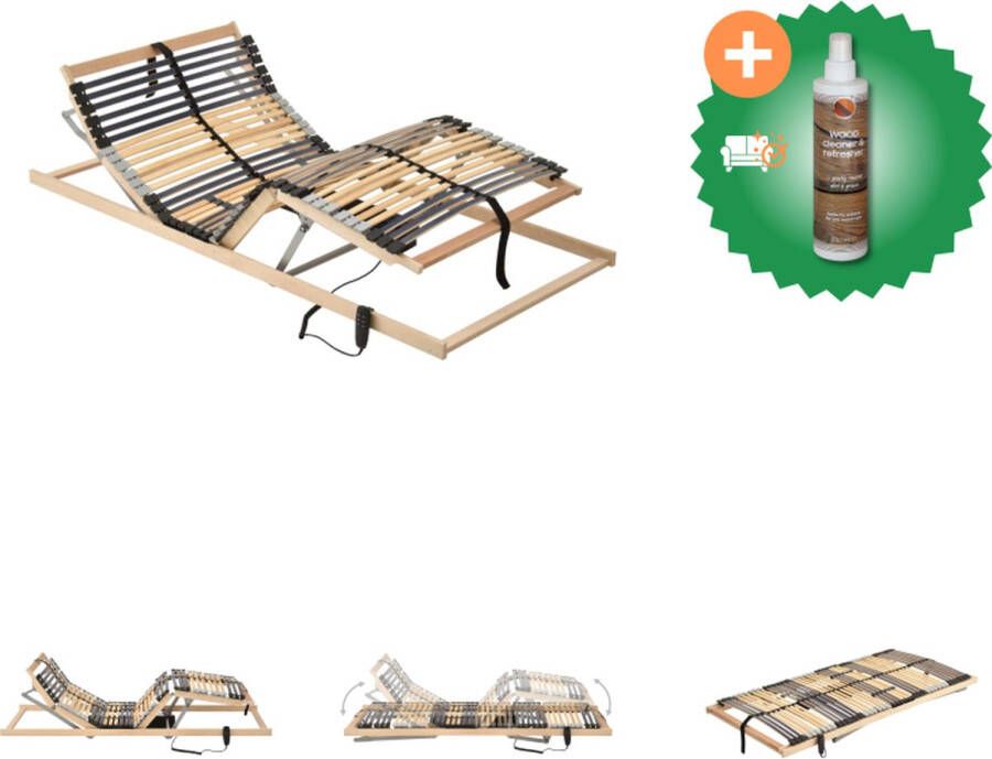 VidaXL Elektrische Lattenbodem 195 x 100 x 10 cm 42 latten 7 zones SBS rubberen doppen Motor OKIMAT 4 IPSe 5500 N Verstelbaar Bed Inclusief Houtreiniger en verfrisser