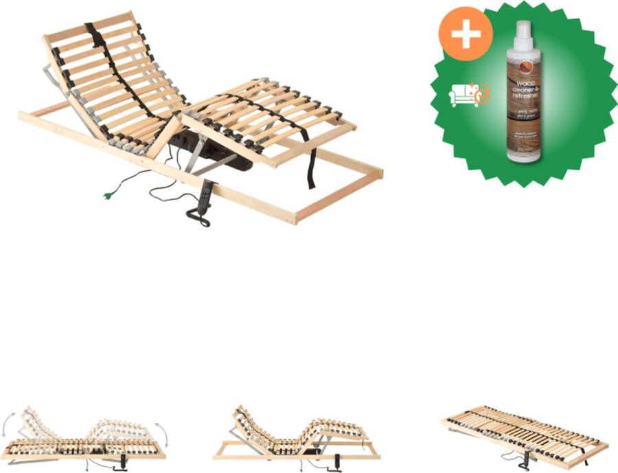 VidaXL Elektrische Lattenbodem 195 x 80 cm 7 comfortzones Massief beukenhout Met OKIMAT 4 IPSe motor Bed Inclusief Houtreiniger en verfrisser