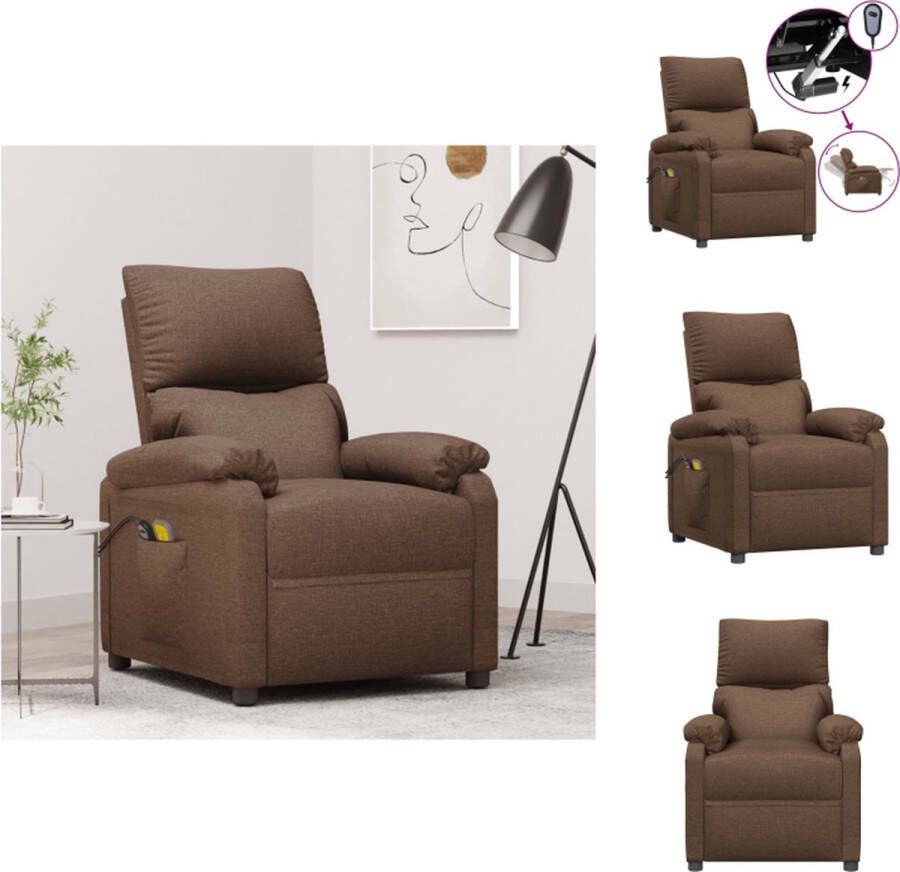 VidaXL Elektrische Massagefauteuil Bruin 71 x 92 x 96.5 cm Verstelbare rugleuning en voetensteun Fauteuil