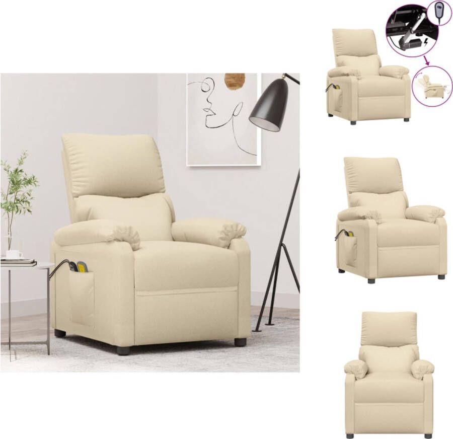 VidaXL Elektrische Massagefauteuil Crème 71 x 92 x 96.5 cm Verstelbaar Massagefunctie Comfortabel Fauteuil