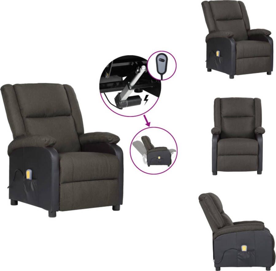 vidaXL Elektrische Massagefauteuil Donkergrijs 70 x 93 x 98 cm Elektrisch verstelbaar Fauteuil