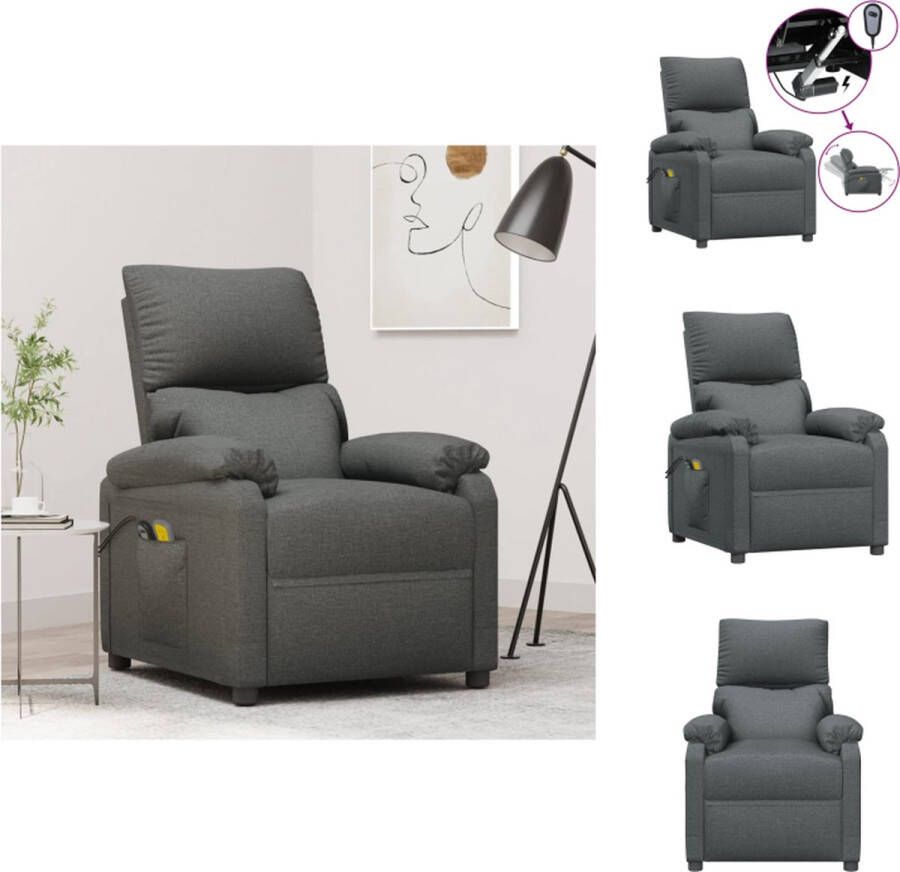 VidaXL Elektrische Massagefauteuil Donkergrijs 71 x 92 x 96.5cm Verstelbaar 6-punts massage Fauteuil