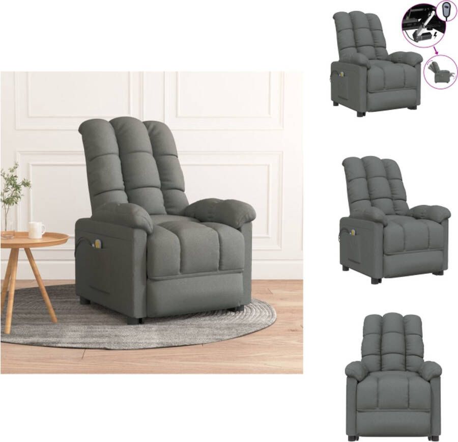 VidaXL Elektrische massagefauteuil donkergrijs 74x99x102 cm verstelbaar Fauteuil