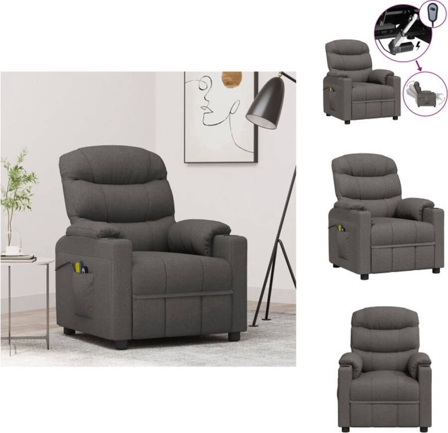 VidaXL Elektrische Massagefauteuil Donkergrijs 75.5 x 92 x 105 cm Massage Verstelbaar Fauteuil