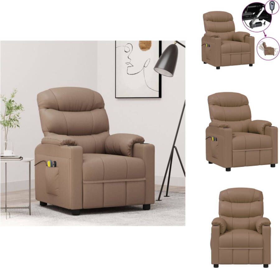 VidaXL Elektrische Massagefauteuil Kunstleer Cappuccino 75.5 x 92 x 105 cm Fauteuil