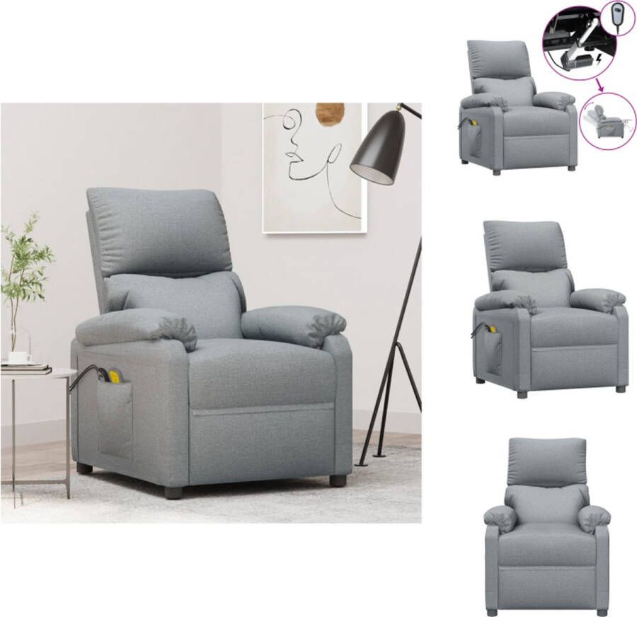 vidaXL Elektrische Massagefauteuil Lichtgrijs 71x92x96.5cm Verstelbaar Massagefunctie Fauteuil