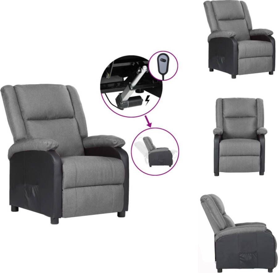 VidaXL Elektrische TV-stoel Lichtgrijs 71 x 94.5 x 96.5 cm Verstelbaar Stof kunstleer Montage vereist Fauteuil