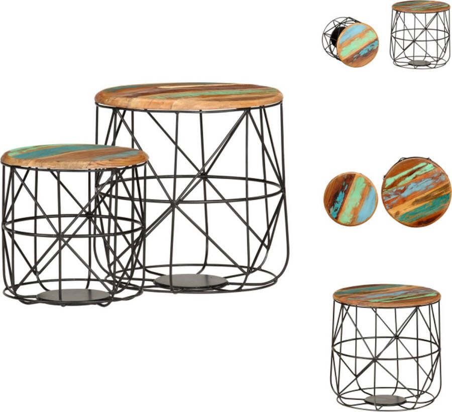 VidaXL Salontafel Salontafels Tafel Tafels Salontafels 2 st massief gerecycled hout - Foto 2
