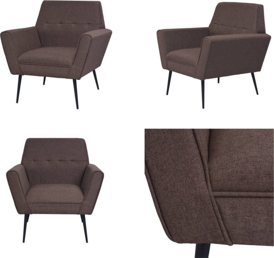 VidaXL Fautauil staal en stof bruin Fauteuil Fauteuils Armstoel Armstoelen