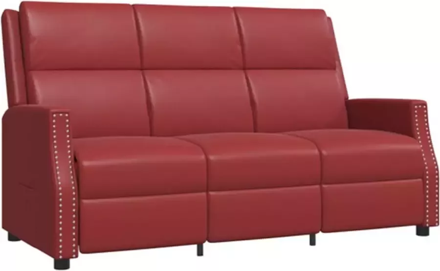 VidaXL Fauteuil 3-zits verstelbaar kunstleer wijnrood - Foto 2