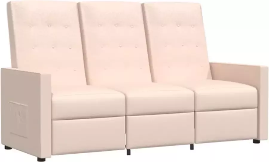 VidaXL Fauteuil 3-zits verstelbaar stof crèmekleurig - Foto 2