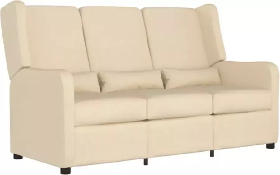 VidaXL Fauteuil 3-zits verstelbaar stof crèmekleurig - Foto 2