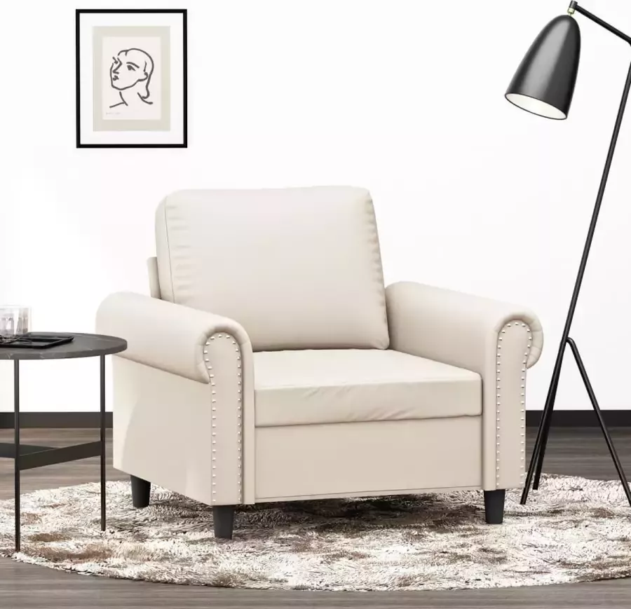 VidaXL Fauteuil 60 cm kunstleer crèmekleurig