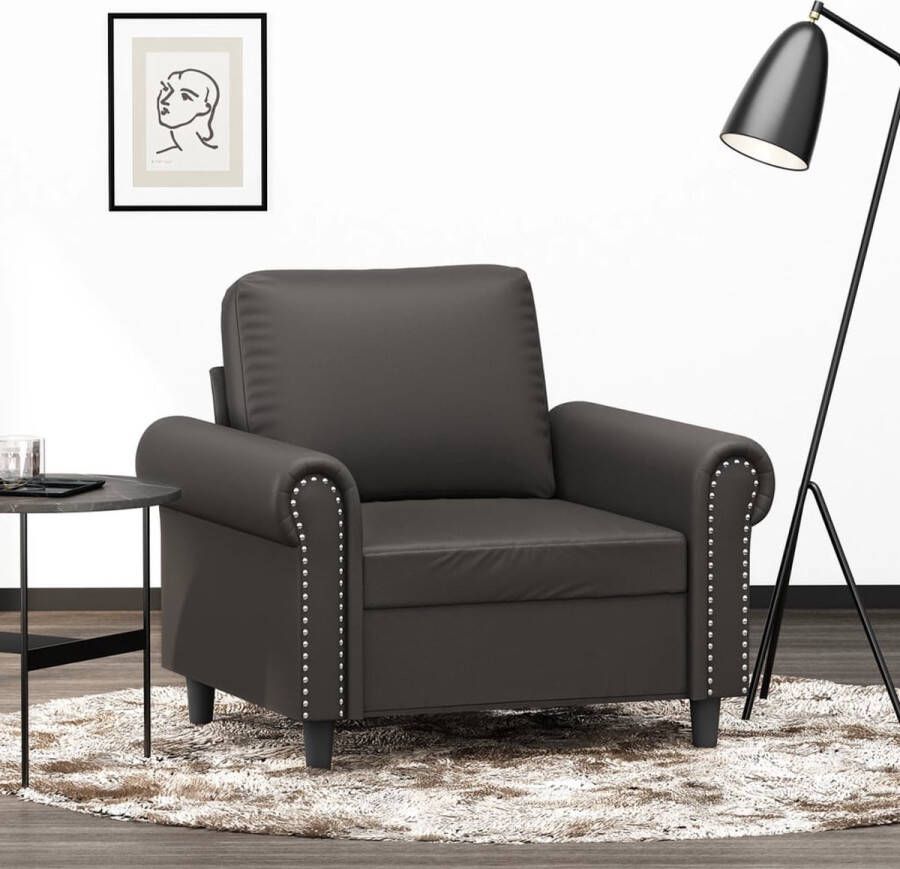 VidaXL Fauteuil 60 cm kunstleer grijs - Foto 2