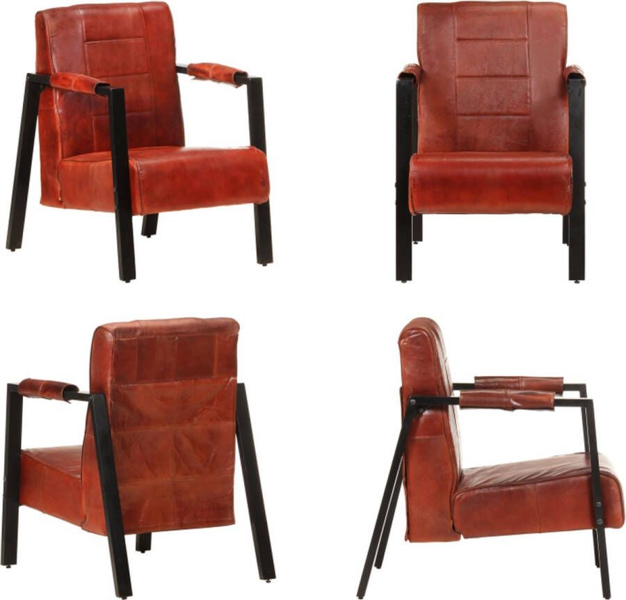 VidaXL Fauteuil 60x80x87 cm echt geitenleer donkerbruin Fauteuil Fauteuils Leren Fauteuil Leren Fauteuils