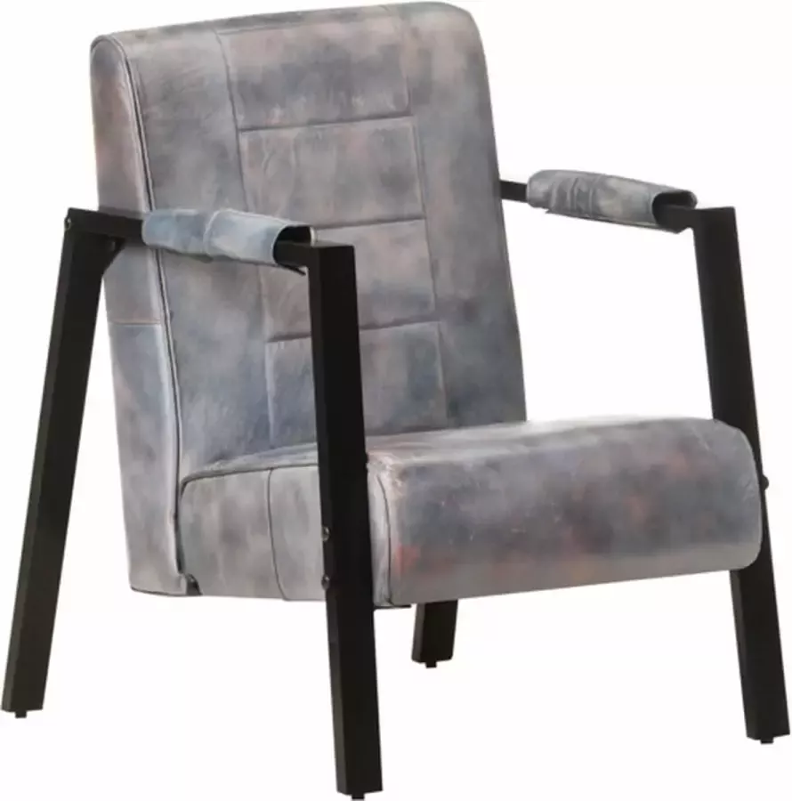 VIDAXL Fauteuil 60x80x87 cm echt geitenleer grijs - Foto 3